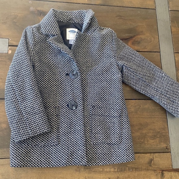 Old navy toddler peacoat size 3T black and white single button - Picture 1 of 4